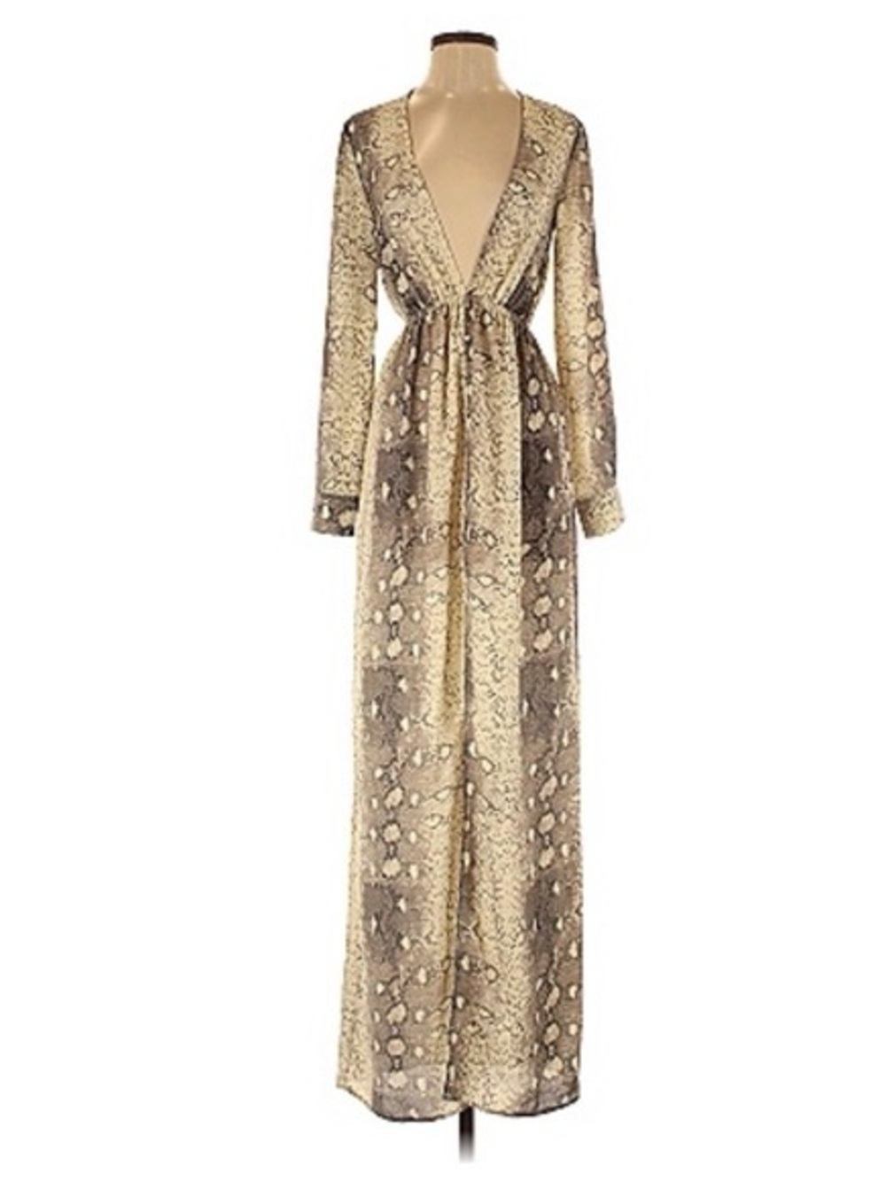 Nasty Gal snake print maxi dress with long sleeves and a front slit